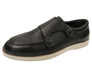 Mocasines de Cuero Negro con Punta Redonda, Hebilla, Plantilla Acolchada de EVA, Suela de Goma, para Todas las Temporadas, Color Sólido - Product Image 2