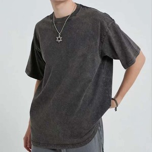 T-shirt unisexe col rond vintage 2026 de qualité supérieure délavé à l'acide pour hommes, vente en gros, 100 % streetwear, grandes tailles - Product Image 3