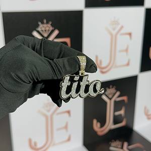 Colgante Brillante de Plata de Ley 925, Estilo Hip Hop, con Incrustaciones de Moissanita, con Placa de Nombre TITO Personalizada - Product Image 1