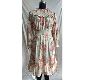 Women's Elegant Modest Midi Length <b>Dresses</b> Casual Bubble Sleeves Digital Printed for Autumn Season Buy Direct From Supplier - Product Image 1