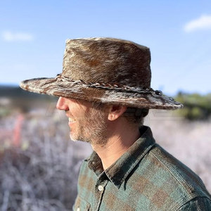 Leather Cowboy <b>Hat</b> Rugged <b>Western</b> Style Durable Leather Construction Outdoor Riding And Travel Use - Product Image 5