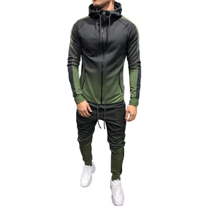 Sweat à capuche d'hiver pour homme en molleton technique de coton avec fermeture éclair intégrale, à rayures, et ensemble de survêtement respirant pour le sport - Product Image 4