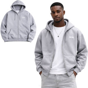 Sudaderas con Capucha para Hombre, Sudadera con Cierre Completo de Algodón y Forro Polar, Sudadera Oversize de Estilo Urbano para Hombre, Ropa Personalizada, Fabricación al por Mayor - Product Image 1