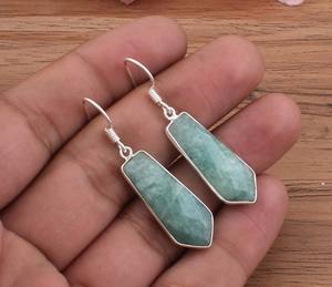Boucles d'oreilles pendantes en amazonite naturelle en gros, argent sterling 925, plaqué argent, pierres précieuses, boucles d'oreilles pendantes, bijoux, cadeau de fête - Product Image 6