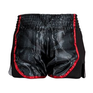 Shorts noirs imprimés pour hommes avec bande latérale rouge, taille élastique, séchage rapide, style sportif, shorts en satin - Product Image 5
