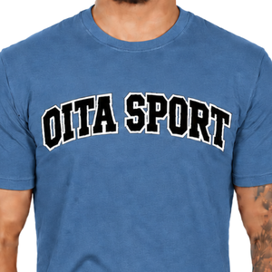 Camiseta Ajustada Azul Acero para Hombre, Manga Corta, Cuello Redondo, Estampado Personalizado, Corte Slim, Informal, de Algodón, Venta al por Mayor, Ropa Urbana Deportiva - Product Image 3