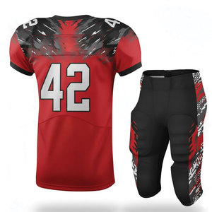 Ensemble de maillots de football américain personnalisés, rouge et noir, sublimés, respirants, ajustés, pour hommes adultes, numéros d'équipe 42 - Product Image 4
