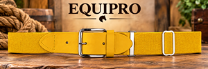 Ceinture de musculation EQUIPRO en toile jaune avec boucle à ardillon en alliage, réglable, solide, haute résistance, sportive, largeur 3,5 cm, longueur 85-110 cm - Product Image 2