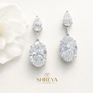 Pendientes de Perlas de Agua Dulce con Corte de Pera de 3.00 Ct, Diamantes Cultivados en Laboratorio, Cierre a Presión, Estilo Vintage, para Compromiso o Aniversario, ¡Oferta! - Product Image 2