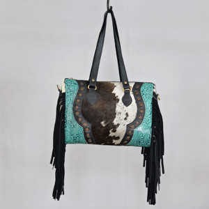 Sac à bandoulière vintage bohème pour femme, style western, en cuir de vachette travaillé à la main, avec franges et fermeture éclair, sac à main bandoulière pour femme - Product Image 1