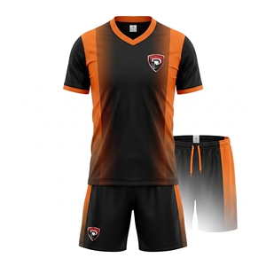Dumela International Men's Football Kit Black Orange V-Neck <b>Jersey</b> Shorts Set Breathable Team <b>Sports</b> Uniform M - Product Image 1