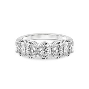 Noble Oval Five <b>Stone</b> Band Lab Grown Diamond 0.50 Ct Tw 14K Solid Gold FG Color VS Clarity 5 Diamond Smooth Facet Finish Row - Product Image 3