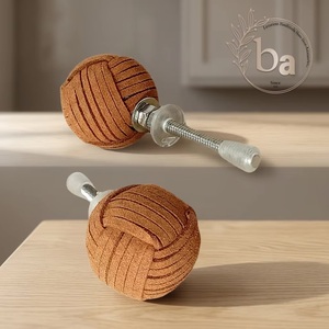 Pomos Redondos Modernos de Cuero y Metal para Muebles, Ecológicos y de Fácil Instalación para Hogar y Oficina - Product Image 3