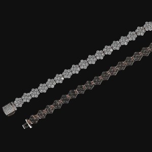 Luxury Flower Tennis Necklace 925 Sterling Silver Sparkling <b>Iced</b> <b>Out</b> VVS Moissanite Diamond Hip Hop <b>Chain</b> Unisex Wedding Wear - Product Image 2