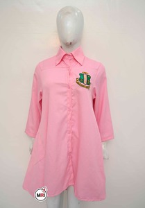 Robes asymétriques roses pour femmes, style décontracté grec, brodées, à motif uni, en tissu de coton, personnalisables OEM - Product Image 4