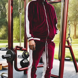 Men Velour Tracksuit Set Premium Soft Touch Jacket Jogger Pants Casual <b>Athletic</b> Sportswear - Product Image 6