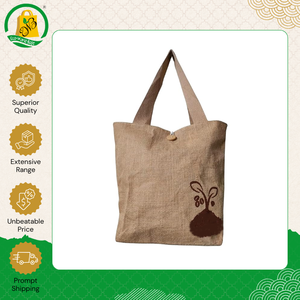 Bulk Supplier Selling Top Quality Eco-friendly Natural Pattern Foldable and Reusable Jute Burlap <b>Linen</b> Shopping Tote <b>Bag</b> - Product Image 4