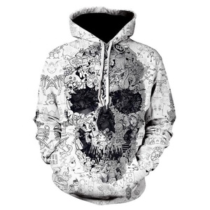 Sweat à capuche pour homme, imprimé crâne gothique, rouge, sublimation 3D, coupe classique, tricoté en polyester, style automne - Product Image 5