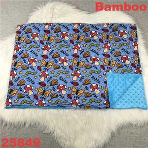 Manta de bebé suave y personalizada de punto con diseño de seta y oruga, cómoda para dormir, tejida naturalmente, al por mayor, de bambú orgánico, spandex y minky - Product Image 1