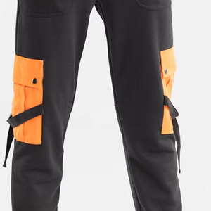 DANISH IMPEX Pantalon de jogging cargo noir pour homme avec poches orange, taille élastique, braguette zippée, décontracté, respirant, tricoté, pour l'automne - Product Image 6