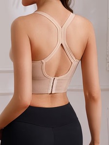 Women's <b>Open</b> Back Fitness Cami | Premium Hook-and-Eye Seamless Sports <b>Bra</b> | Solid Dyed Padded Yoga Training Crop Tank - Product Image 3