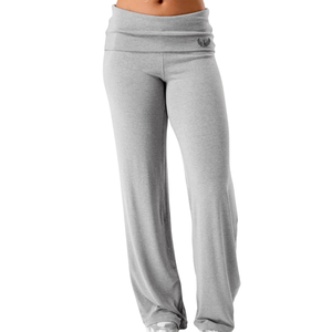 Pantalon de yoga gris clair pour femme, coupe large, taille haute, extensible, respirant, idéal pour la gym, l'entraînement, la détente et les activités sportives - Product Image 1