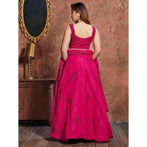 Pink Sequins Work Georgette Wedding Wear <b>Lehenga</b> Choli - Product Image 1