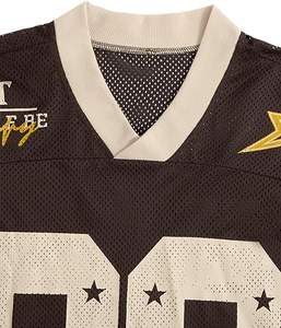 Camisetas de fútbol vintage al por mayor para mujer, camisetas de malla con gráficos, cuello en V, estilo universitario - Product Image 3