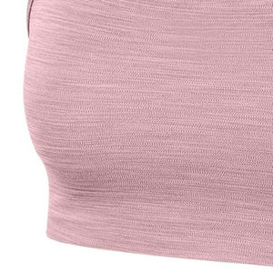 Women Crisscross Straps Racerback Sports Bra Solid Color Ribbed V-neck Breathable Spandex Polyester Front Activewear Yoga <b>Top</b> - Product Image 4