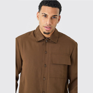 2026 Custom Plain Casual Winter <b>Jacket</b> Coated Stand Collar Front Logo Two Pockets Zipper Design <b>Long</b> Sleeve Regular Fit <b>Men's</b> - Product Image 6