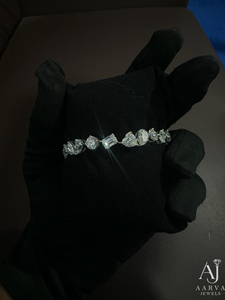 กำไลข้อมือเทนนิสโมอิสซาไนต์ชุบทอง ประดับเพชรทรงรูปไข่ ทรงหยดน้ำ ทรงหัวใจ สีขาว สำหรับผู้หญิง ของขวัญงานแต่งงาน - Product Image 6