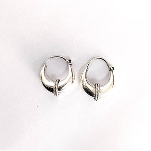 <b>Hoop</b> <b>Earring</b> with Trendy Design for Wedding Party or Gift 925 Sterling <b>Silver</b> Unisex 6.4 Grams - Product Image 2