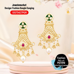 ต่างหูแฟชั่นดีไซน์เนอร์จาก Jewelemarket ประดับด้วยหินโปตาและมุกห้อย รุ่น 10575427PGR - Product Image 3
