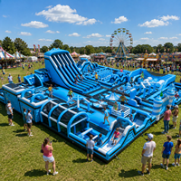 Parc d'attractions gonflable commercial, parcours d'obstacles géant, aire de jeux intérieure et extérieure, OEM ODM, conception 3D personnalisée gratuite
