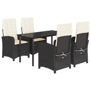 Ensemble de salle à manger de jardin en rotin noir pour 4 personnes, résistant aux intempéries, mobilier d'extérieur de style contemporain - Product Image 2