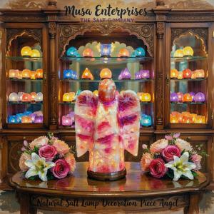 Lámpara de Sal Rosa del Himalaya Natural en Forma de Ángel, Hecha a Mano, Portátil, Purificadora de Aire, Luz Nocturna, Energía Curativa, Decoración Relajante para el Hogar - Product Image 3