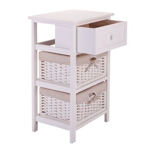 Comodino moderno a un cassetto bianco con due cestini rimovibili comodino con gambe alte per mobili camera da letto - Product Image 4