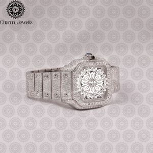 Reloj de Lujo para Mujer Charm Jewels, con Incrustaciones de Diamantes, Caja Rectangular de Acero Inoxidable, Esfera Analógica de 38 mm, Cierre Plegable - Product Image 2