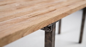 Mesa de Comedor Rectangular de Madera Maciza con Patas de Metal, Diseño Moderno, Capacidad para 4 Personas, No Requiere Ensamblaje - Para Hogar, Hotel, Comedor - Product Image 3