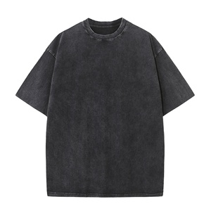Haute qualité hommes décontracté lavage à l'acide T-Shirt Slim Fit plaine T-Shirt col rond personnalisé goutte manches 180g 200g poids de tissu" - Product Image 2