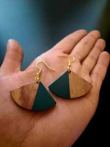 Pendientes de Resina de Madera Natural para Mujer, Hechos a Mano, Geométricos, Colgantes, Estilo Boho, Joyería de Moda, Venta al Por Mayor, Regalo - Product Image 2
