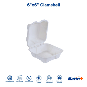 Boîte alimentaire à emporter en bagasse 6x6, compostable, résistante à l'huile, sans PFAS, sans BPA, 30 oz, pour livraison en restaurant - Product Image 1