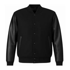Veste universitaire unisexe de haute qualité, style Letterman, avec broderie chenille sur les manches, col montant, streetwear personnalisé - Product Image 1