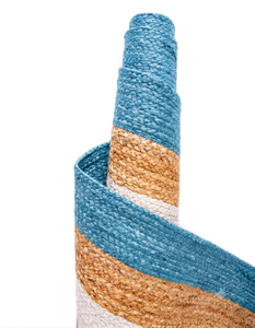 Natural Jute Sky Blue White Border Handmade <b>Runner</b> Rug for <b>Kitchen</b> Hallway Entryway Living Room Farmhouse <b>Floor</b> Carpet Home Deco - Product Image 3