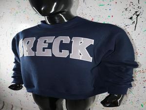 Sweat-shirt à col montant BRECK bleu marine 100% gris ardoise avec broderie appliquée, col large, fils fins - Product Image 4