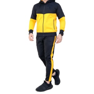 FALCON ENTERPRISES Chándal con Capucha para Hombre, Color Negro y Amarillo, Cierre con Cordón, Bolsillos Laterales, Corte Regular - Product Image 1