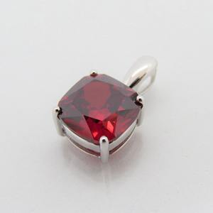 Collier en argent sterling avec pendentif vintage en topaze blanche aquamarine et grenat, pierre précieuse rouge taille coussin, bijou pierre de naissance de janvier - Product Image 4
