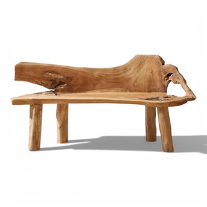 Banco de Raíz de Teca Sólida con Certificación FLEGT, Tallado a Mano con Borde Natural, Muebles de Jardín para Resorts de Lujo y Ecológicos - Product Image 1