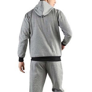 Survêtement gris à capuche pour homme, fermeture éclair intégrale, coupe décontractée, polyester et coton, pour l'automne, avec poches latérales - Product Image 5