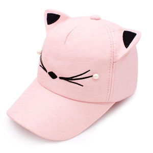 Gorra de Béisbol Rosa con Orejas de Gato y Ojos de Perla, Diseño de Personaje Bordado a Mano, Ajustable, Unisex, de 6 Paneles - Product Image 5